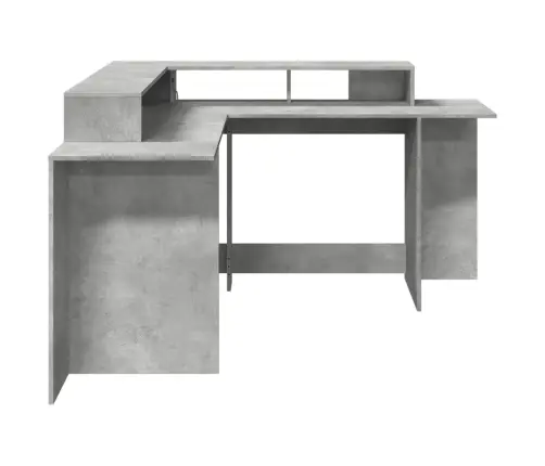 Kirjutuslaud Led-Tuledega, Betoonhall, 152X152X91 cm Tehispuit