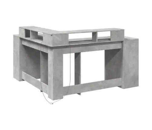 Kirjutuslaud Led-Tuledega, Betoonhall, 152X152X91 cm Tehispuit