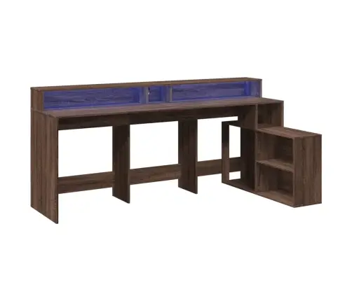 Kirjutuslaud Led-Tuledega, Pruun Tamm, 200X104X91 Cm