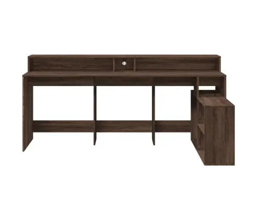 Kirjutuslaud Led-Tuledega, Pruun Tamm, 200X104X91 Cm