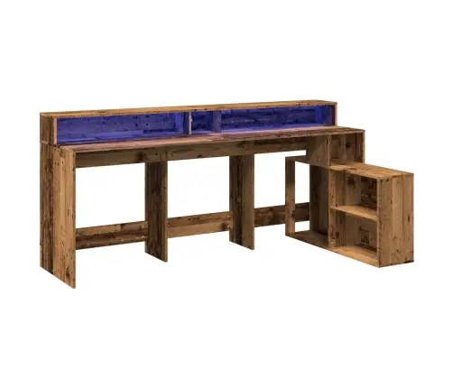 Kirjutuslaud Led-Tuledega, Vana Puit, 200X104X91 cm Tehispuit