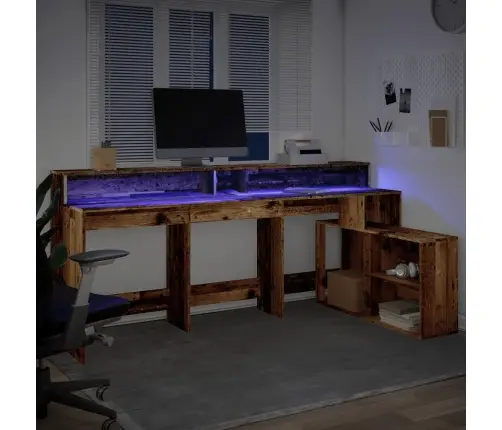 Kirjutuslaud Led-Tuledega, Vana Puit, 200X104X91 cm Tehispuit