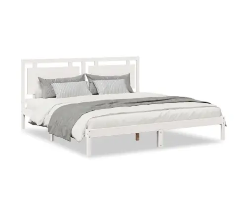 Gulta Bez Matrača, Īpaši Gara, Balta, 200X210 Cm, Masīvkoks Vidaxl