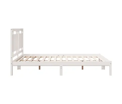 Gulta Bez Matrača, Īpaši Gara, Balta, 140X220 Cm, Masīvkoks Vidaxl