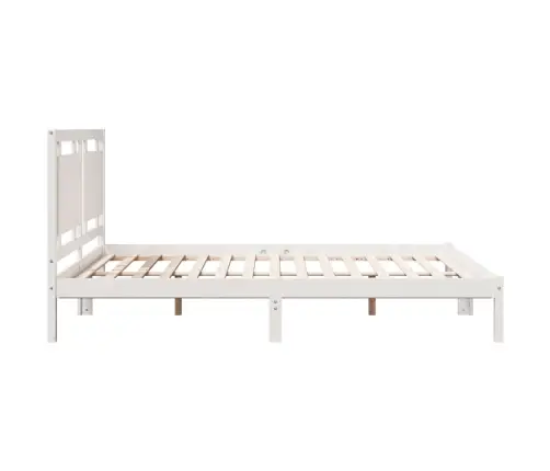 Gulta Bez Matrača, Īpaši Gara, Balta, 160X220 Cm, Masīvkoks Vidaxl