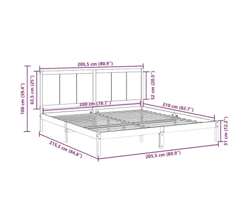 Voodiraam Ilma Madratsita, 200X210 cm Männipuit