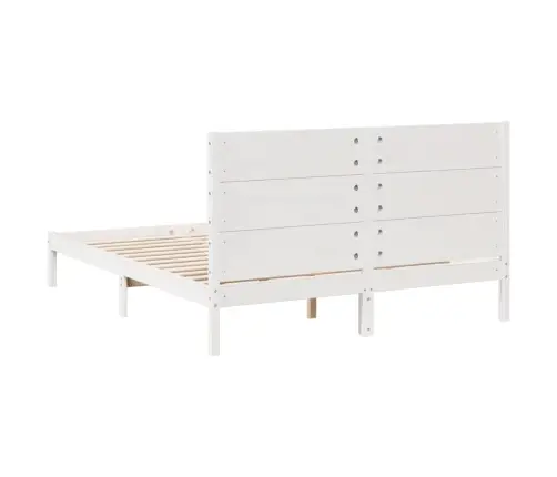 Gulta Bez Matrača, Īpaši Gara, Balta, 140X210 Cm, Masīvkoks Vidaxl