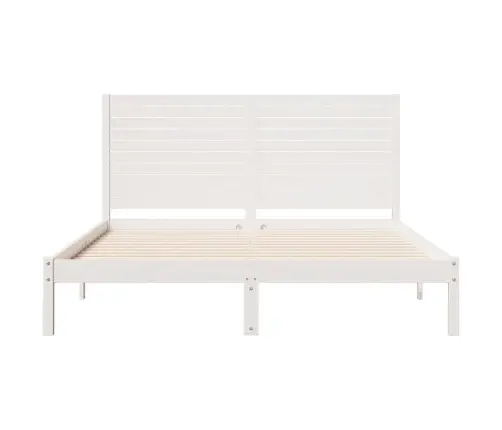 Gulta Bez Matrača, Īpaši Gara, Balta, 140X210 Cm, Masīvkoks Vidaxl