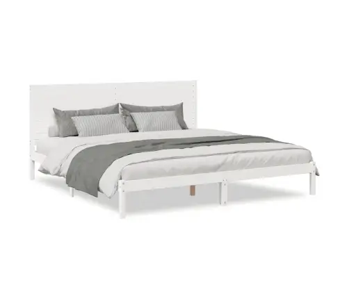 Gulta Bez Matrača, Īpaši Gara, Balta, 180X210 Cm, Masīvkoks Vidaxl