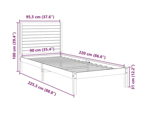 Lovos Rėmas Be Čiužinio, 90X220cm Medienos Masyvas, Itin Ilgas