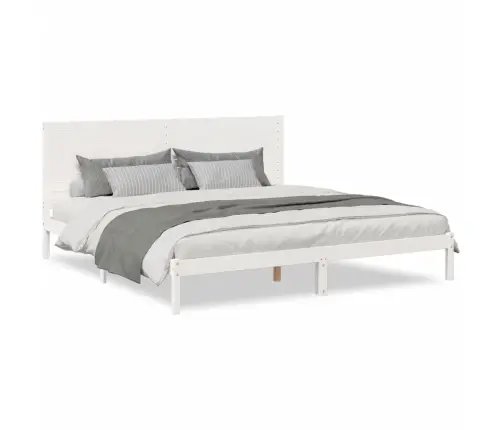 Gulta Bez Matrača, Īpaši Gara, Balta, 200X220 Cm, Masīvkoks Vidaxl