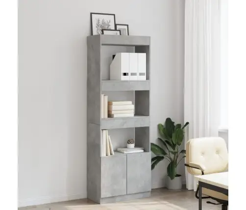 Augstais Skapītis, Pelēks, 63X33X180 Cm, Konstruēts Koks Vidaxl