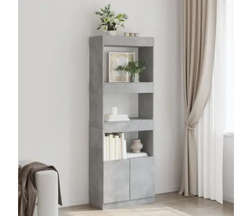 Augstais Skapītis, Pelēks, 63X33X180 Cm, Konstruēts Koks Vidaxl