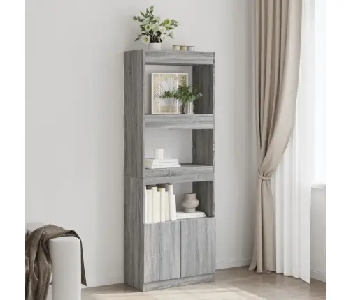 Augstais Skapītis, Pelēka Ozola, 63X33X180 Cm, Konstruēts Koks Vidaxl