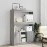 Augstais Skapītis, Pelēka Koka, 92X33X140 Cm, Inženierijas Koks Vidaxl