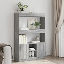 Augstais Skapītis, Pelēka Koka, 92X33X140 Cm, Inženierijas Koks Vidaxl