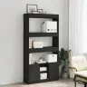 Augstais Skapītis, Melns, 92X33X180 Cm, Konstruēts Koks Vidaxl