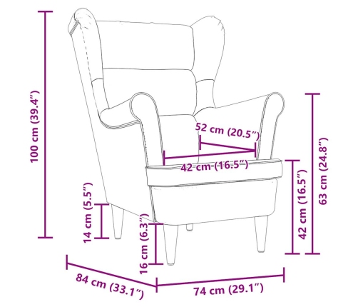 Tugitool, Must, 74X84X100 cm Kangas