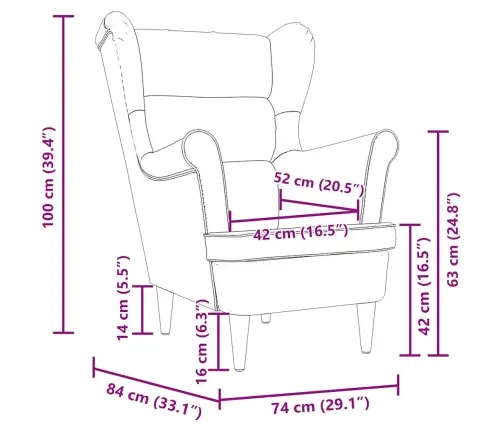 Atpūtas Krēsls, Tumši Brūns, 74X84X100 Cm, Audums Vidaxl