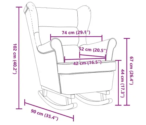 Šūpuļkrēsla Krēms 74X90X102 Cm Audums Vidaxl