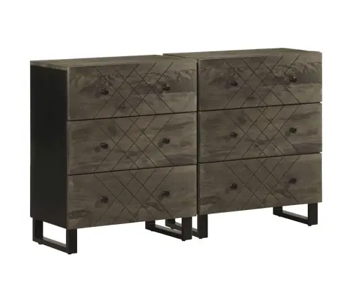 Puhvetkapid 2 Tk Must 60X33X75 Cm Täispuidust Mango