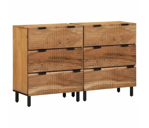 Skrūvju Skapji 2 Gab Brūns 60X33X75 Cm Masīvkoks Akācijas Vidaxl