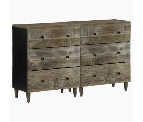 Puhvetkapid 2 Tk Helehall 60X33,5X75 Cm Täispuidust Mango