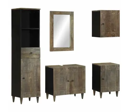 5-Daļīgs Vannasistabas Mēbeļu Komplekts, Mango Masīvkoks Vidaxl