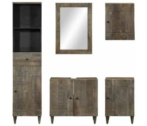 5-Daļīgs Vannasistabas Mēbeļu Komplekts, Mango Masīvkoks Vidaxl