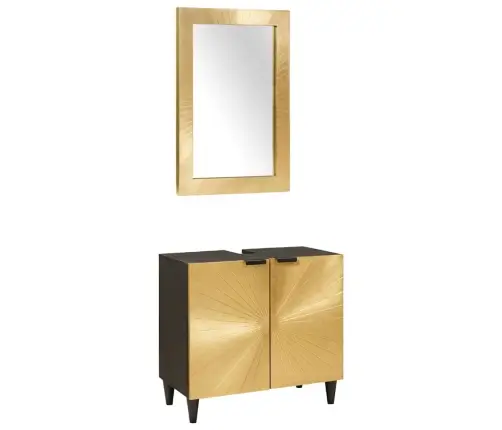 Vannasistabas Mēbeļu Komplekti Ar Plauktu 2 Pcs Melns Un Zelts Vidaxl Vannasistabas Mēbeļu Komplekti Ar Plauktu 2 Pcs Melns Un Zelts Vidaxl