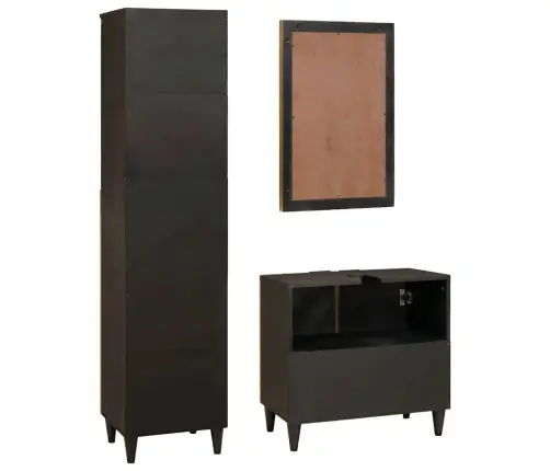 Vannas Istabas Skapju Komplekts Ar Plauktu 3 Pcs Melns Un Zelts Vidaxl