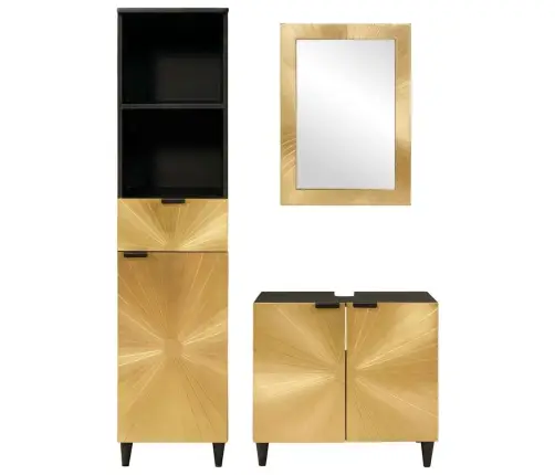 Vannas Istabas Skapju Komplekts Ar Plauktu 3 Pcs Melns Un Zelts Vidaxl