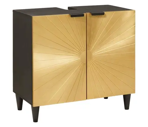 Vonios Baldų Rinkiniai Su Stalčių 5 Pcs Juodas Ir Auksinis