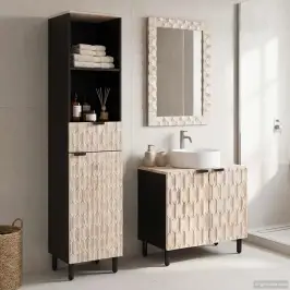 Vannitoa Komplektid 3 Pcs Valge Pesu Viimistlus Tugev Mango Puu