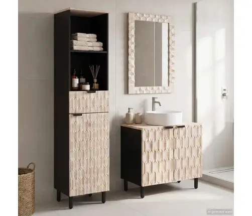 Vannitoa Komplektid 3 Pcs Valge Pesu Viimistlus Tugev Mango Puu