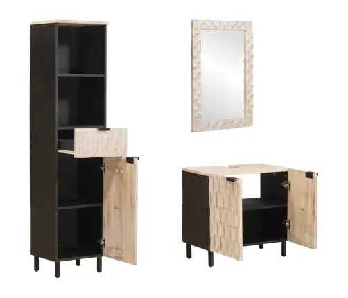 Vonios Komplektai Baltos Skalbimo Apdaila Kietas Mango Medis