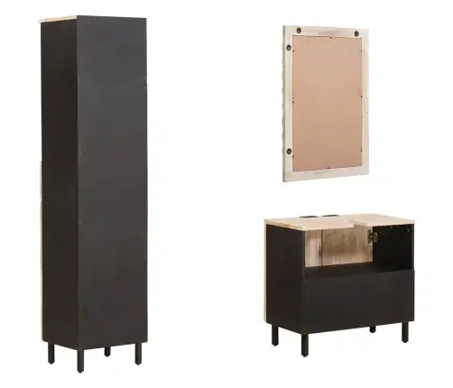 Vonios Komplektai Baltos Skalbimo Apdaila Kietas Mango Medis