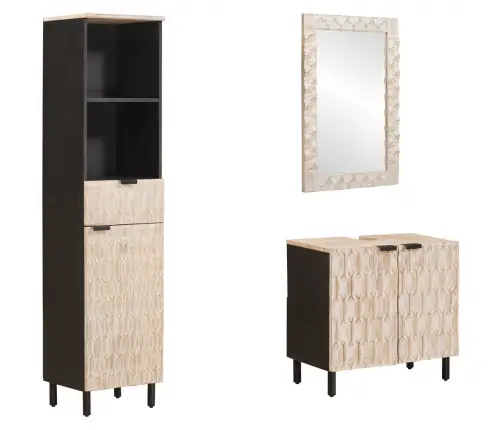 Vonios Komplektai Baltos Skalbimo Apdaila Kietas Mango Medis