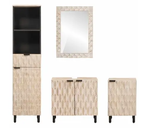 Vannitoa Komplektid Valge Pesu Viimistlus Tugev Mango Puu