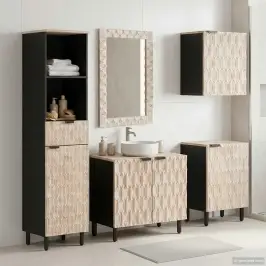 Vannitoa Komplektid 5 Pcs Valge Pesu Viimistlus Tugev Mango Puu