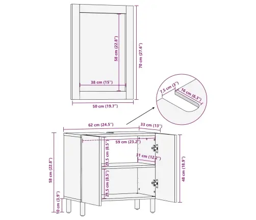 Vannas Istabu Komplekti Ar Uzglabāšanu Akācijas Brūns Apdare Vidaxl