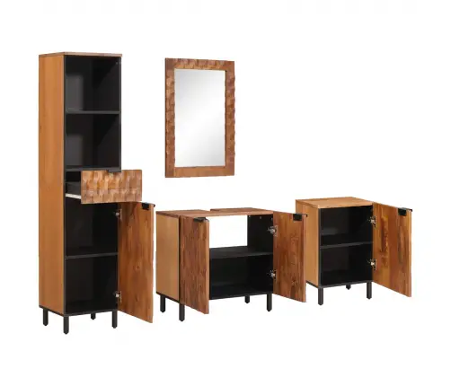 Vannitoa Komplektid Uksega Akatsiabrown Winish Tugev Mango Puu