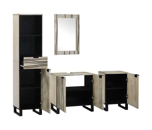 Vonios Baldų Rinkinys Su Stalčių 4 Pcs Graikinio Riešuto Ruda