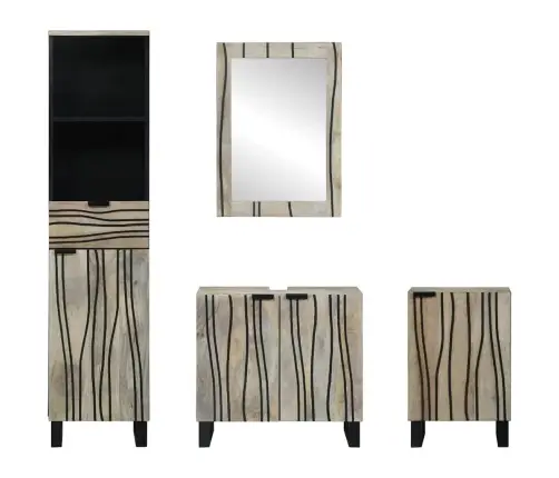 Vonios Baldų Rinkinys Su Stalčių 4 Pcs Graikinio Riešuto Ruda