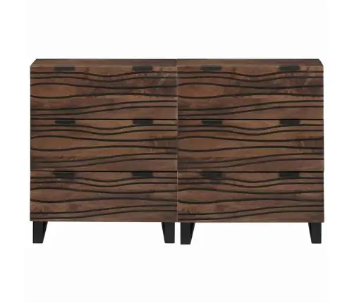 Šoninės Lentynos Su Stalčių 2 Pcs Ruda 60 X 33.5 X 75 Cm