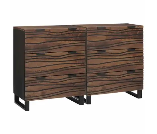 Šoninės Lentynos Su Stalčių 2 Pcs Ruda 60 X 33.5 X 75 Cm