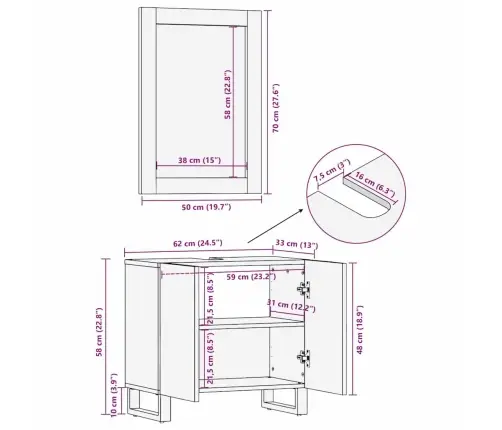 Vannas Istabas Mēbeļu Komplekts 2 Pcs Riekstu Brūna Standarta Vidaxl