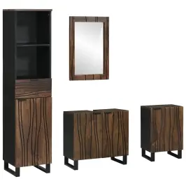 Vonios Baldų Rinkinys Su Stalčių 4 Pcs Balta 38 X 33 X 160 Cm