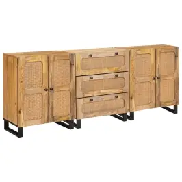 Puse 3 Pcs Brūna 180 X 33 X 75 Cm Cieta Mango Koksne Vidaxl Puse 3 Pcs Brūna 180 X 33 X 75 Cm Cieta Mango Koksne Vidaxl