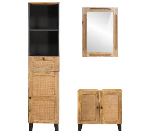 Vannitoa Komplektid Sahtliga 3 Pcs Neutraalne Tugev Mango Puu